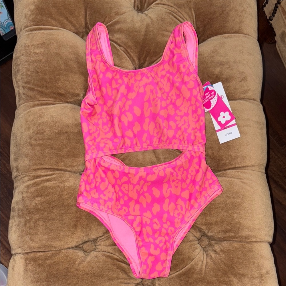 Limited Too Pink and Orange One Piece Swimsuit with Cut-Out Design